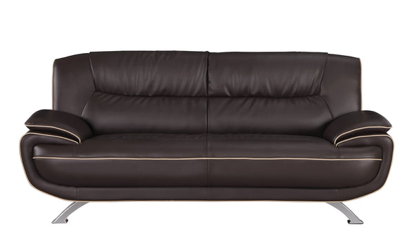 HomeRoots Three Piece Indoor Brown Genuine Leather Seating Set for Six - Elegant Comfort for Your Living Room 207" X 35" X 35" 329462