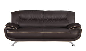 Homeroots 80" Brown Leather Sofa With Silver Legs   329463