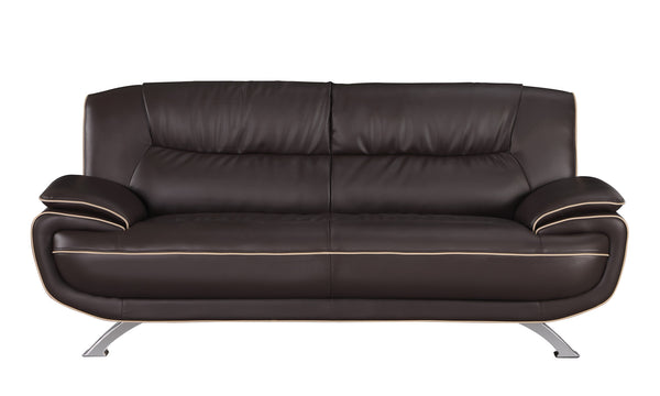 Homeroots 80" Brown Leather Sofa With Silver Legs   329463