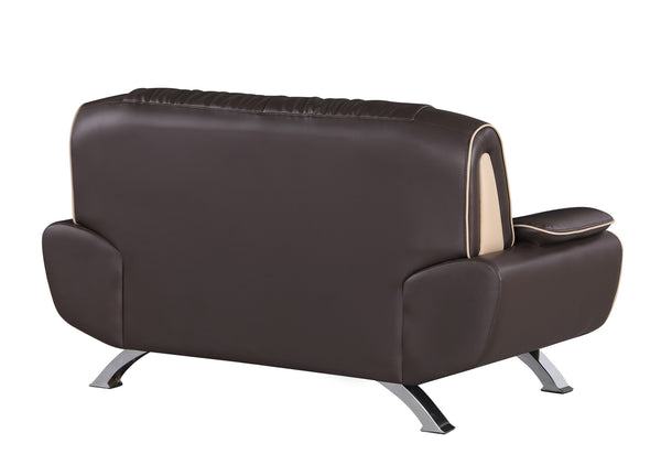 Homeroots 64" Brown And Silver Faux Leather Loveseat   329464