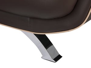 Homeroots 47" Brown And Silver Leather Match Arm Chair   329465