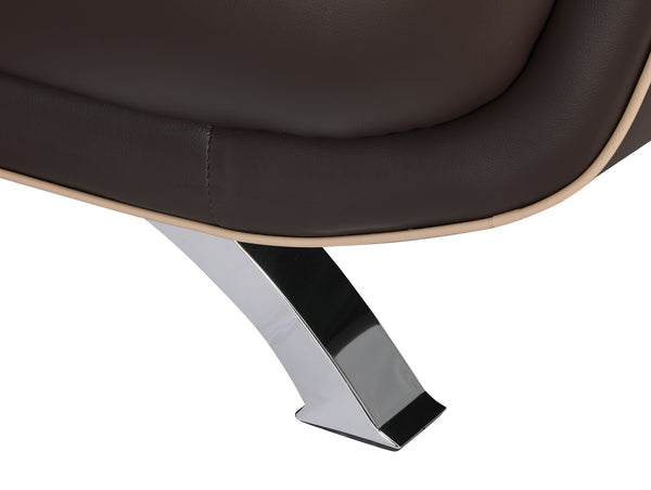 Homeroots 47" Brown And Silver Leather Match Arm Chair   329465