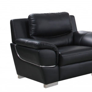 HomeRoots Three Piece Indoor Black Genuine Leather Seating Set for Six – Stylish, Durable & Comfortable Design 329474