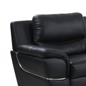 HomeRoots Three Piece Indoor Black Genuine Leather Seating Set for Six – Stylish, Durable & Comfortable Design 329474