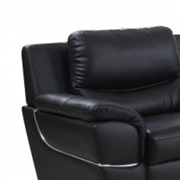 HomeRoots Three Piece Indoor Black Genuine Leather Seating Set for Six – Stylish, Durable & Comfortable Design 329474