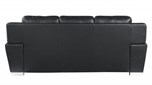 Homeroots 85" Black Leather Sofa With Silver Legs Black  329475