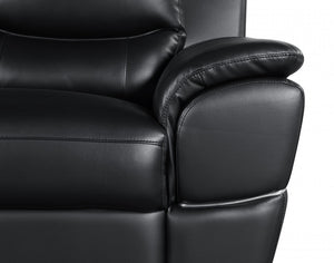 Homeroots 85" Black Leather Sofa With Silver Legs Black  329475