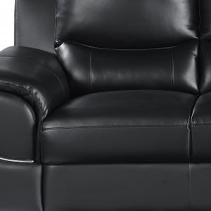 Homeroots 85" Black Leather Sofa With Silver Legs Black  329475