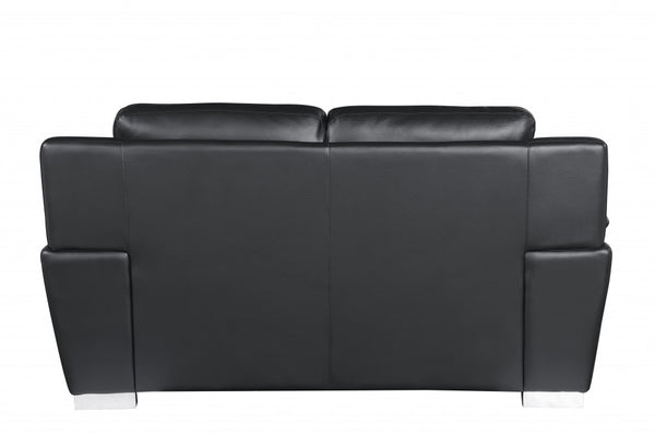 Homeroots 69" Black And Silver Faux Leather Love Seat Black  329476