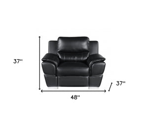 HomeRoots 48" Black Leather-Match Club Chair - Modern Design with Plush Cushioning and Silver Metal Legs for Comfort Ash BLray 329477