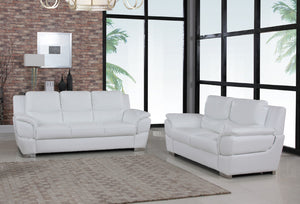 Homeroots Three Piece Indoor White Genuine Leather Six Person Seating Set White  329478