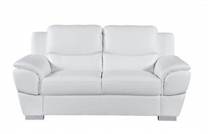 Homeroots Three Piece Indoor White Genuine Leather Six Person Seating Set White  329478