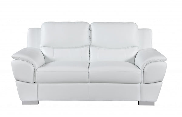 Homeroots Three Piece Indoor White Genuine Leather Six Person Seating Set White  329478