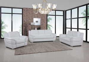Homeroots Three Piece Indoor White Genuine Leather Six Person Seating Set White  329478