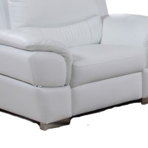 HomeRoots Three Piece Indoor White Leather Seating Set for Six – Elegant Comfort & Modern Design for Your Home 329478