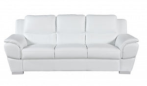 Homeroots 85" White Leather Sofa With Silver Legs White  329479
