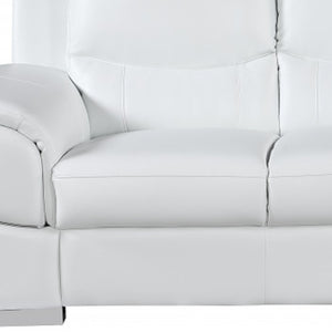 Homeroots 85" White Leather Sofa With Silver Legs White  329479