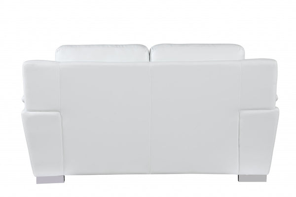 Homeroots 69" White And Silver Faux Leather Love Seat White  329480