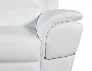 Homeroots 69" White And Silver Faux Leather Love Seat White  329480