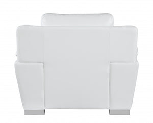 Homeroots 48" White And Silver Leather Match Arm Chair White  329481