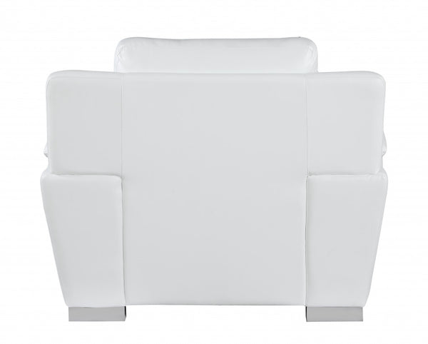 Homeroots 48" White And Silver Leather Match Arm Chair White  329481