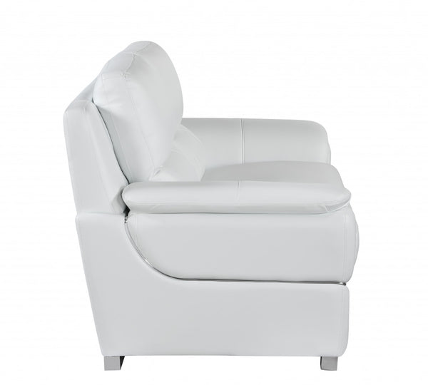 Homeroots 48" White And Silver Leather Match Arm Chair White  329481