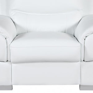 HomeRoots 48" Black Leather-Match Club Chair - Modern Design with Plush Cushioning and Silver Metal Legs for Comfort White 329481