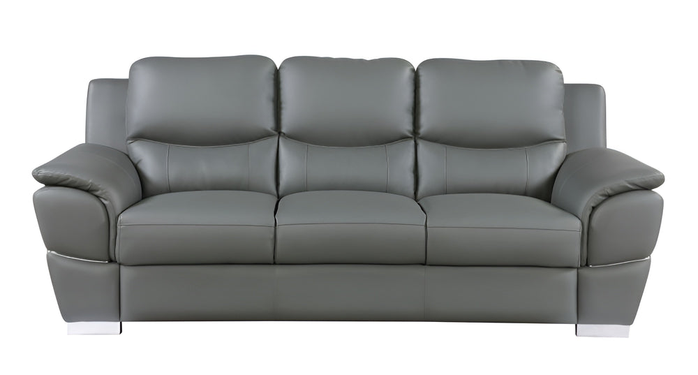 Homeroots 85" Gray Leather Sofa With Silver Legs Grey  329483