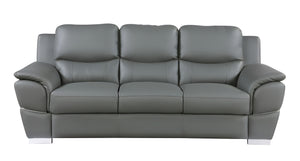 Homeroots 85" Gray Leather Sofa With Silver Legs Grey  329483