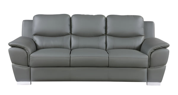 Homeroots 85" Gray Leather Sofa With Silver Legs Grey  329483