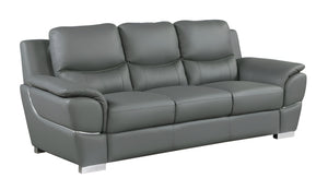 Homeroots 85" Gray Leather Sofa With Silver Legs Grey  329483