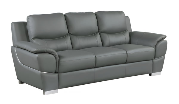 Homeroots 85" Gray Leather Sofa With Silver Legs Grey  329483