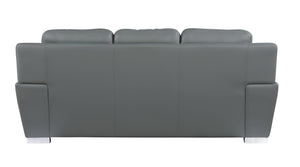 Homeroots 85" Gray Leather Sofa With Silver Legs Grey  329483
