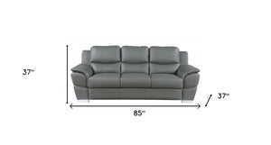 Homeroots 85" Gray Leather Sofa With Silver Legs Grey  329483