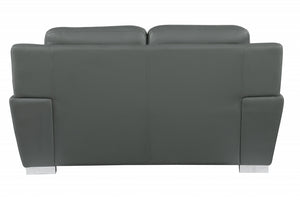 Homeroots 69" Gray And Silver Faux Leather Love Seat Grey  329484