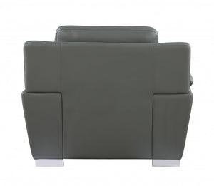 Homeroots 48" Gray And Silver Leather Match Arm Chair Grey  329485