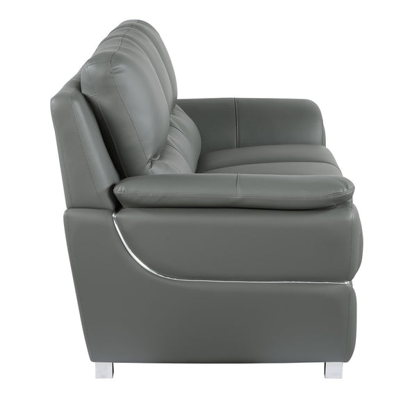 Homeroots 48" Gray And Silver Leather Match Arm Chair Grey  329485