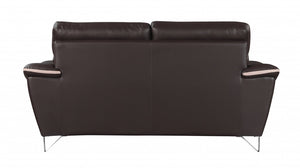 Homeroots 69" Brown And Silver Faux Leather Love Seat   329488