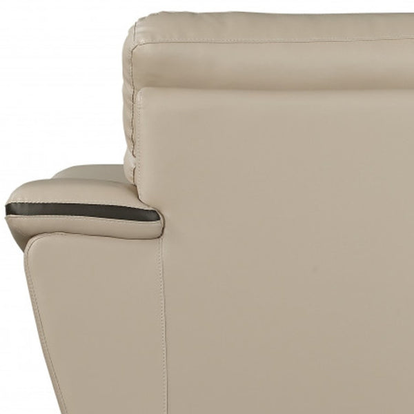 HomeRoots Three Piece Indoor Beige Genuine Leather Seating Set for Six – Timeless Comfort & Style 221" X 37" X 36" 329490