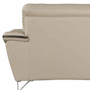 HomeRoots Three Piece Indoor Beige Genuine Leather Seating Set for Six – Timeless Comfort & Style 221" X 37" X 36" 329490