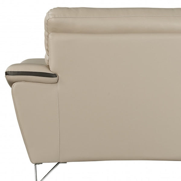 HomeRoots Three Piece Indoor Beige Genuine Leather Seating Set for Six – Timeless Comfort & Style 221" X 37" X 36" 329490