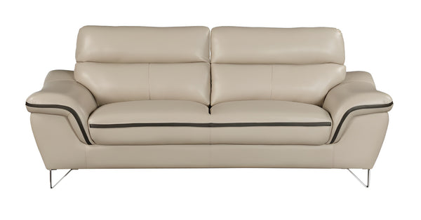 Homeroots 86" Beige Leather Sofa With Silver Legs   329491