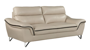 Homeroots 86" Beige Leather Sofa With Silver Legs   329491