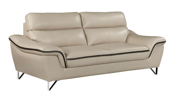 Homeroots 86" Beige Leather Sofa With Silver Legs   329491