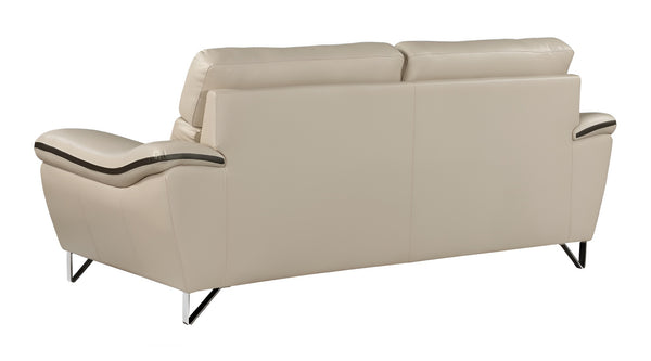 Homeroots 86" Beige Leather Sofa With Silver Legs   329491