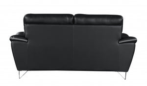 Homeroots 69" Black And Silver Faux Leather Love Seat   329496
