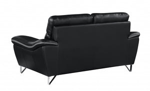 Homeroots 69" Black And Silver Faux Leather Love Seat   329496