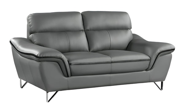 Homeroots 86" Gray Leather Sofa With Silver Legs   329499