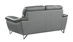 Homeroots 86" Gray Leather Sofa With Silver Legs   329499