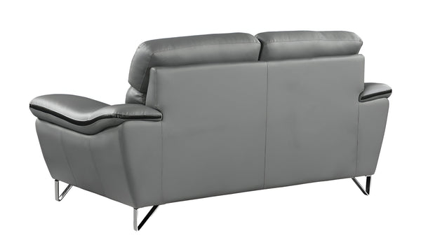 Homeroots 86" Gray Leather Sofa With Silver Legs   329499